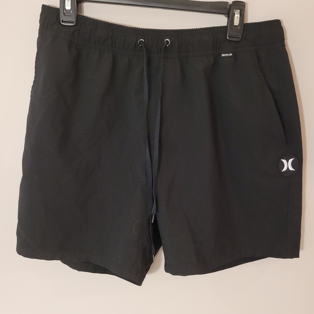 HURLEY Black STRETCH ELASTIC WAIST With Drawstring SHORTS MENS Large